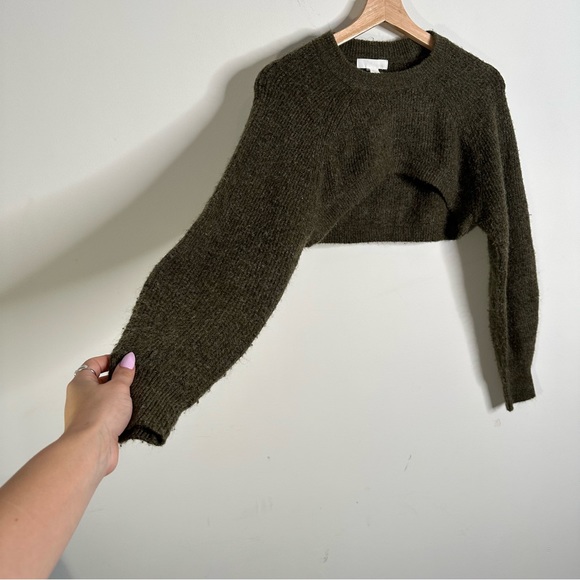H&M Cropped Sweater Cozy Forest Green - Picture 5 of 8